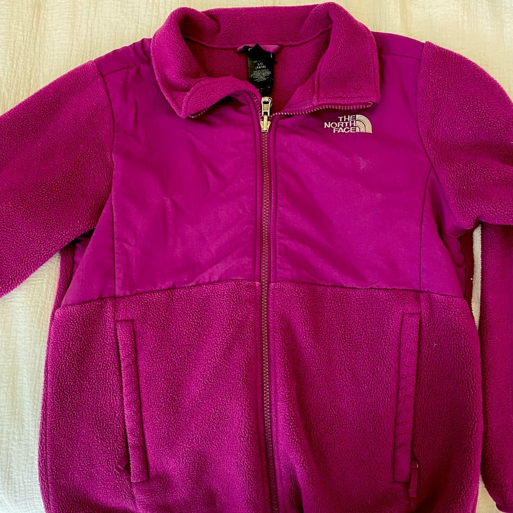 North Face Kids magenta fleece jacket